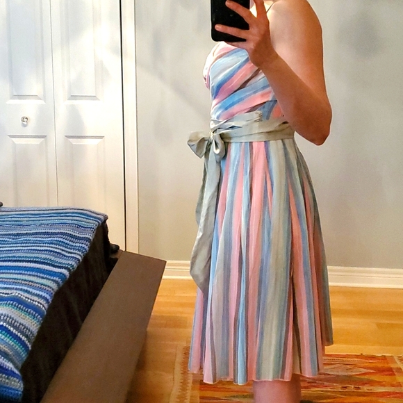 Y2K pastel striped faux wrap prom dress - Picture 12 of 13